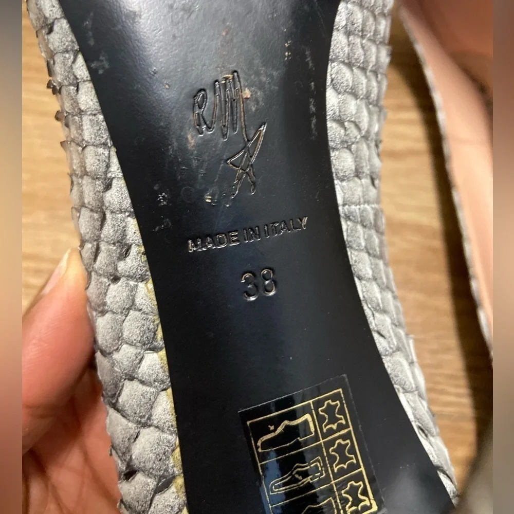 ROLAND MOURET Handmade Genuine Leather Python Pencil Heel